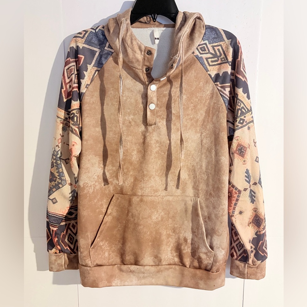 Men's Brown Patterned Hoodie